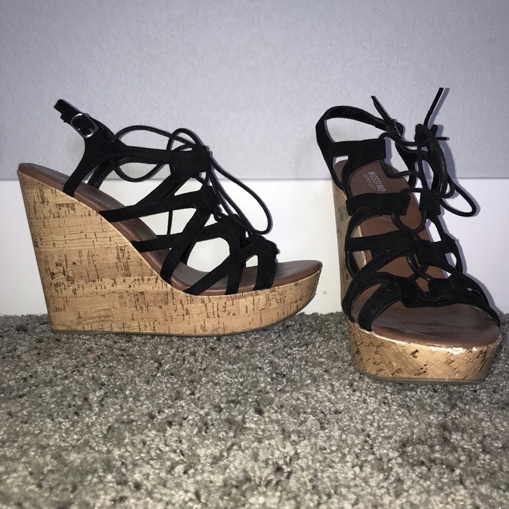 Platform lace up wedge sandal